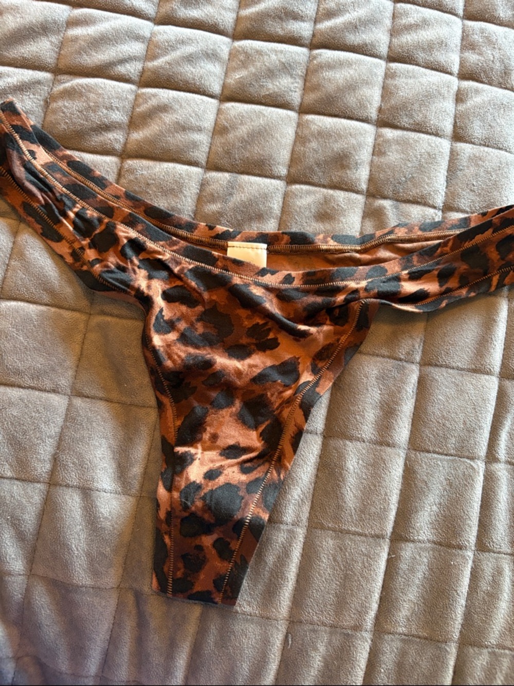 aerie Leopard Print Thong Panty in Brown and Black